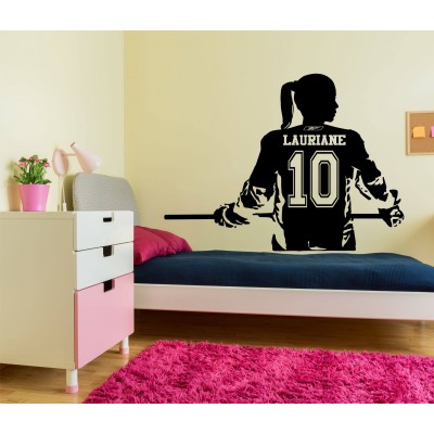 Wall sticker - Ringette player back view to personalize
